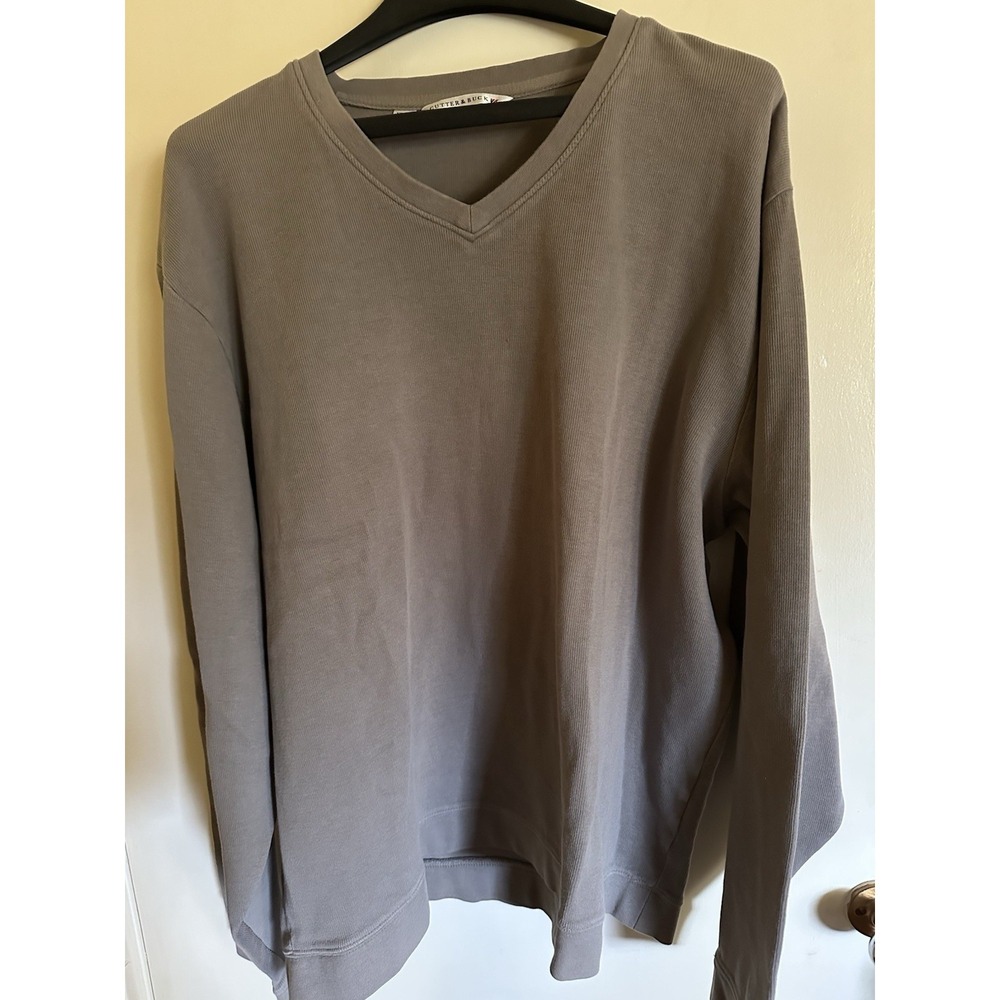 CUTTER & BUCK XXL  Men's Golf Sweater Heather Gray Pima Cotton LS EC
